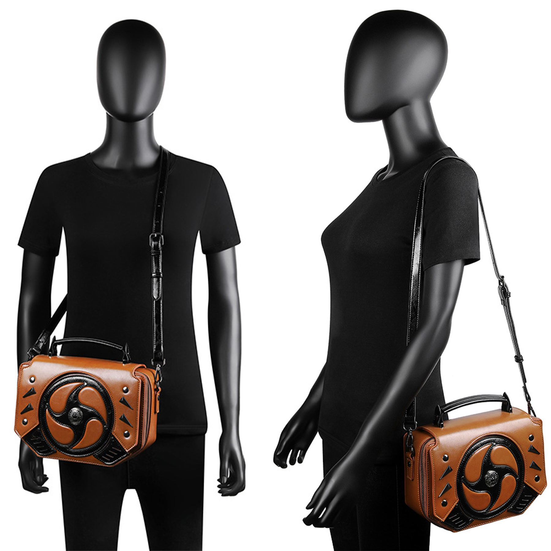 PU Punk contrast women's one-shoulder cross-body bag 4