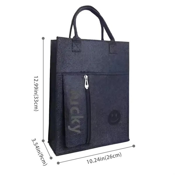 Eco-Friendly Felt Tote Bag with Zippered Pocket 3