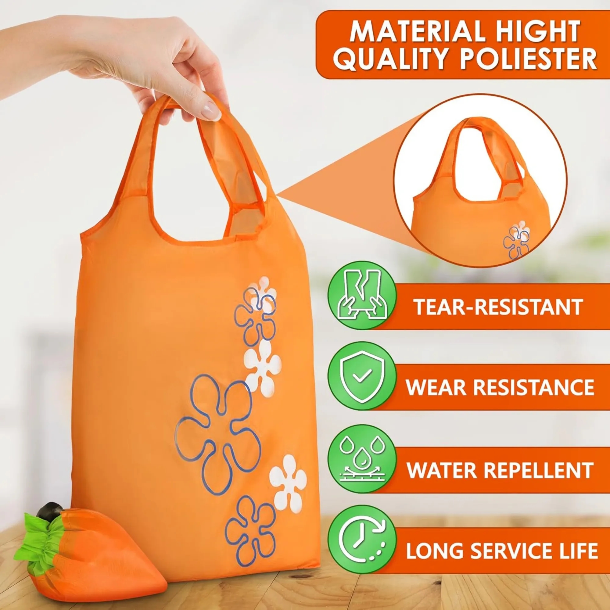 Reusable Grocery Bags Foldable Strawberry With Handle 8