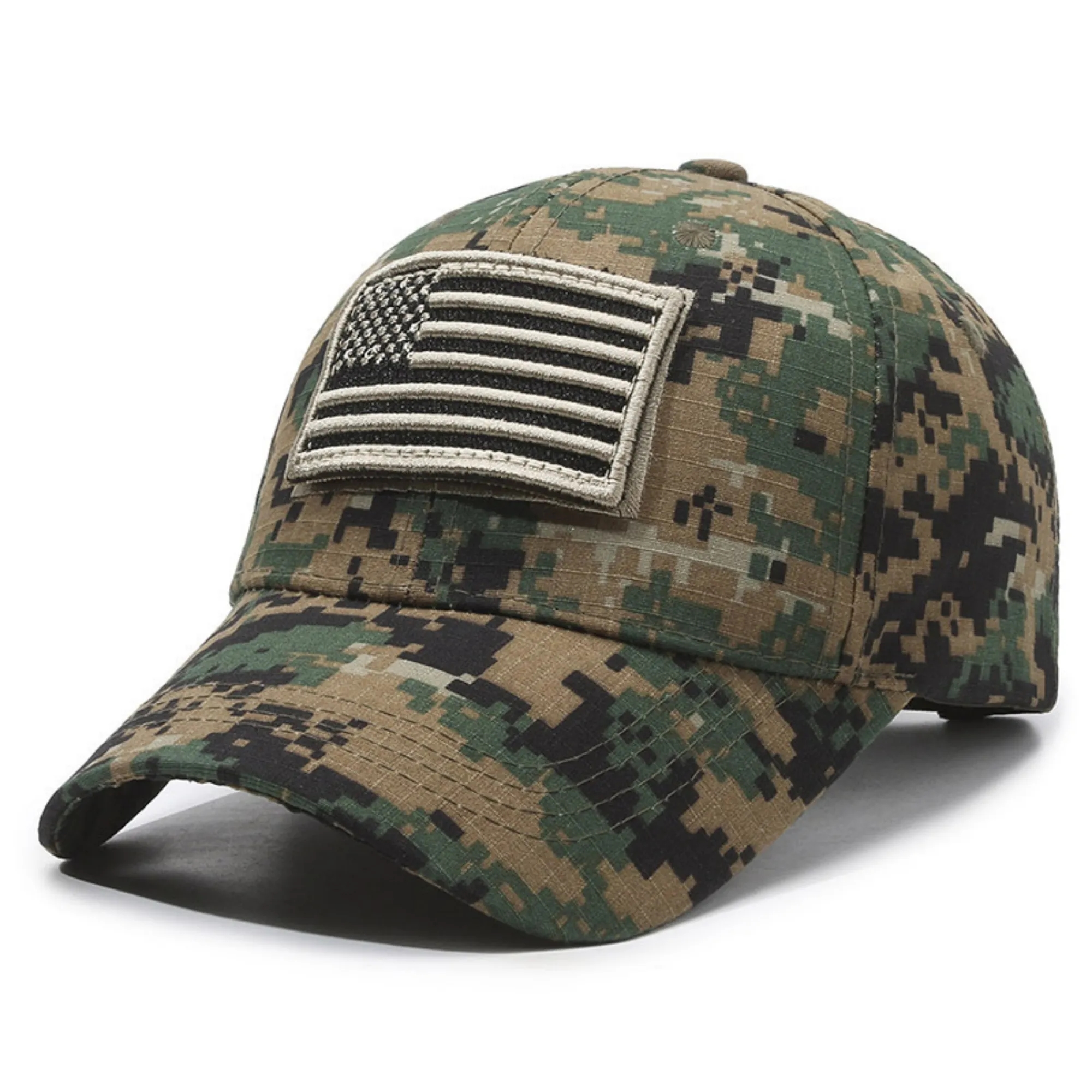 Camouflage Cotton Baseball Cap With Flag 8