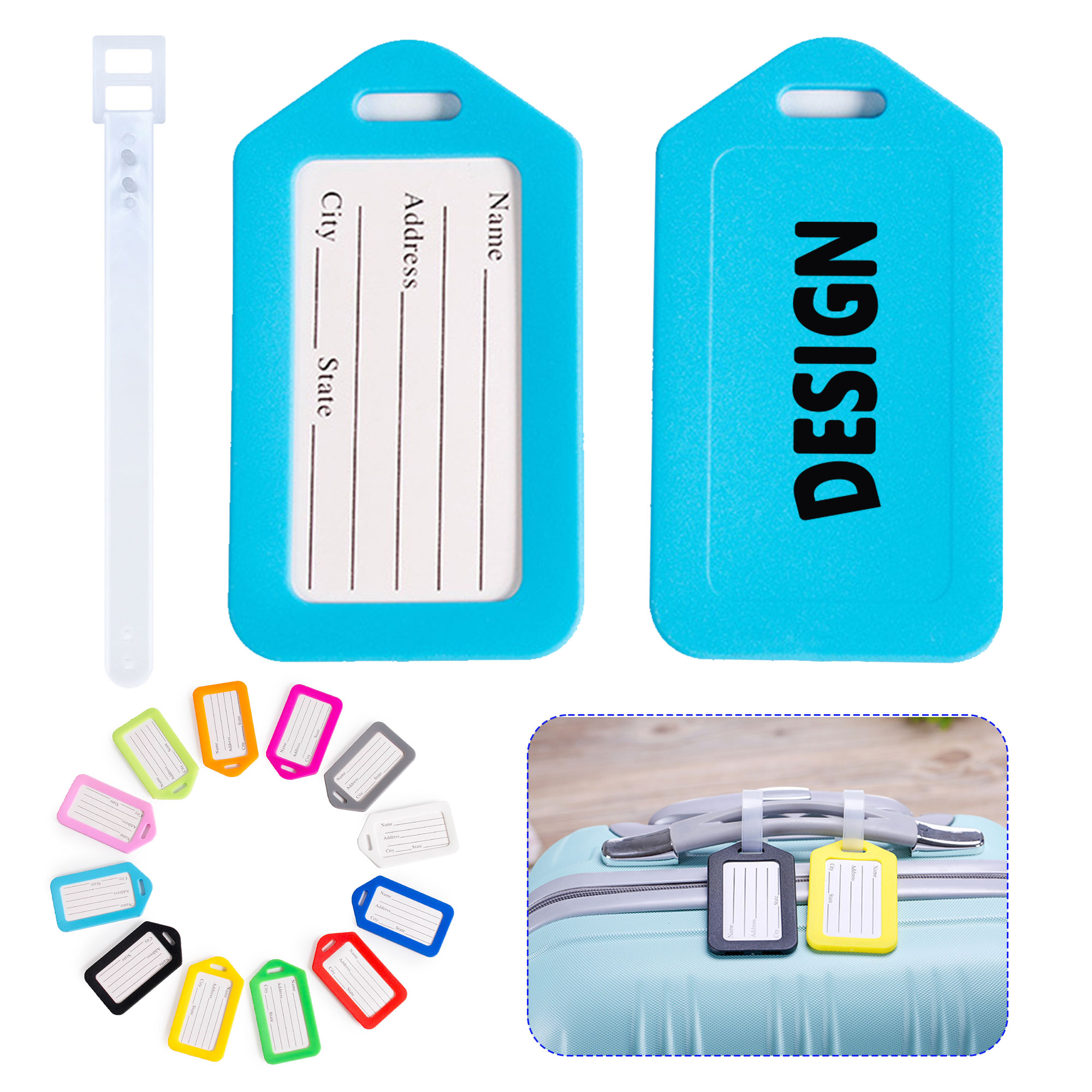 3.4x1.8 Inch Plastic Luggage Identifiers with Lanyard 8