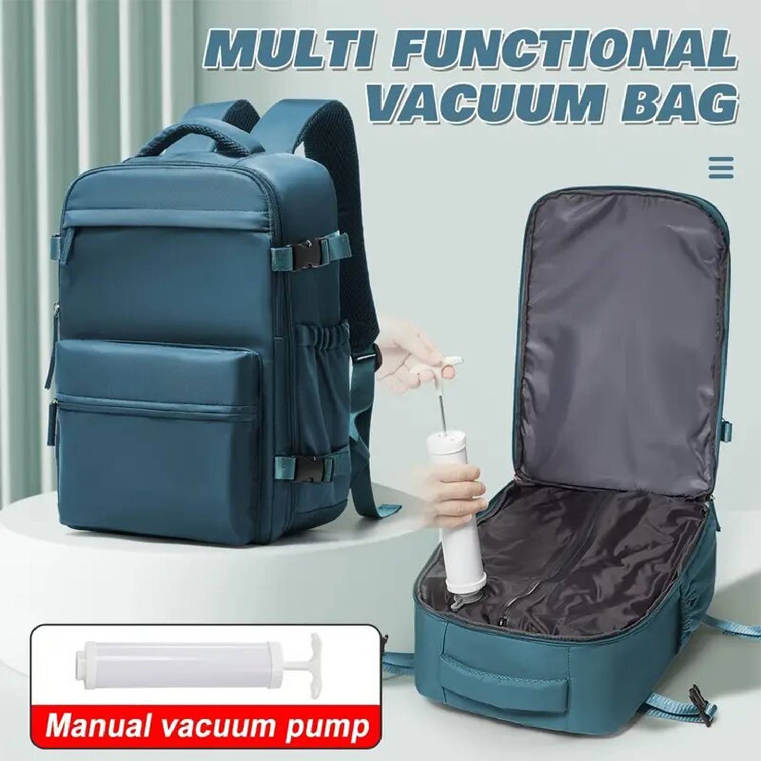 Large Oxford Vacuum Travel Backpack w/ Pump 3
