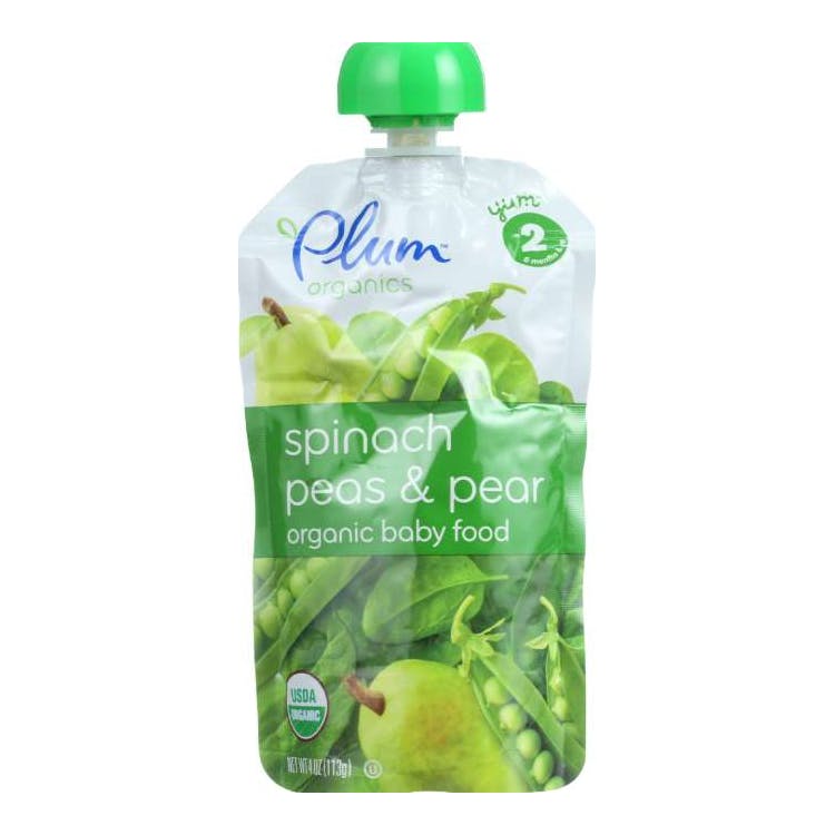 Plum Organics Baby Puree 12pk - Spinach Peas and Pear 1