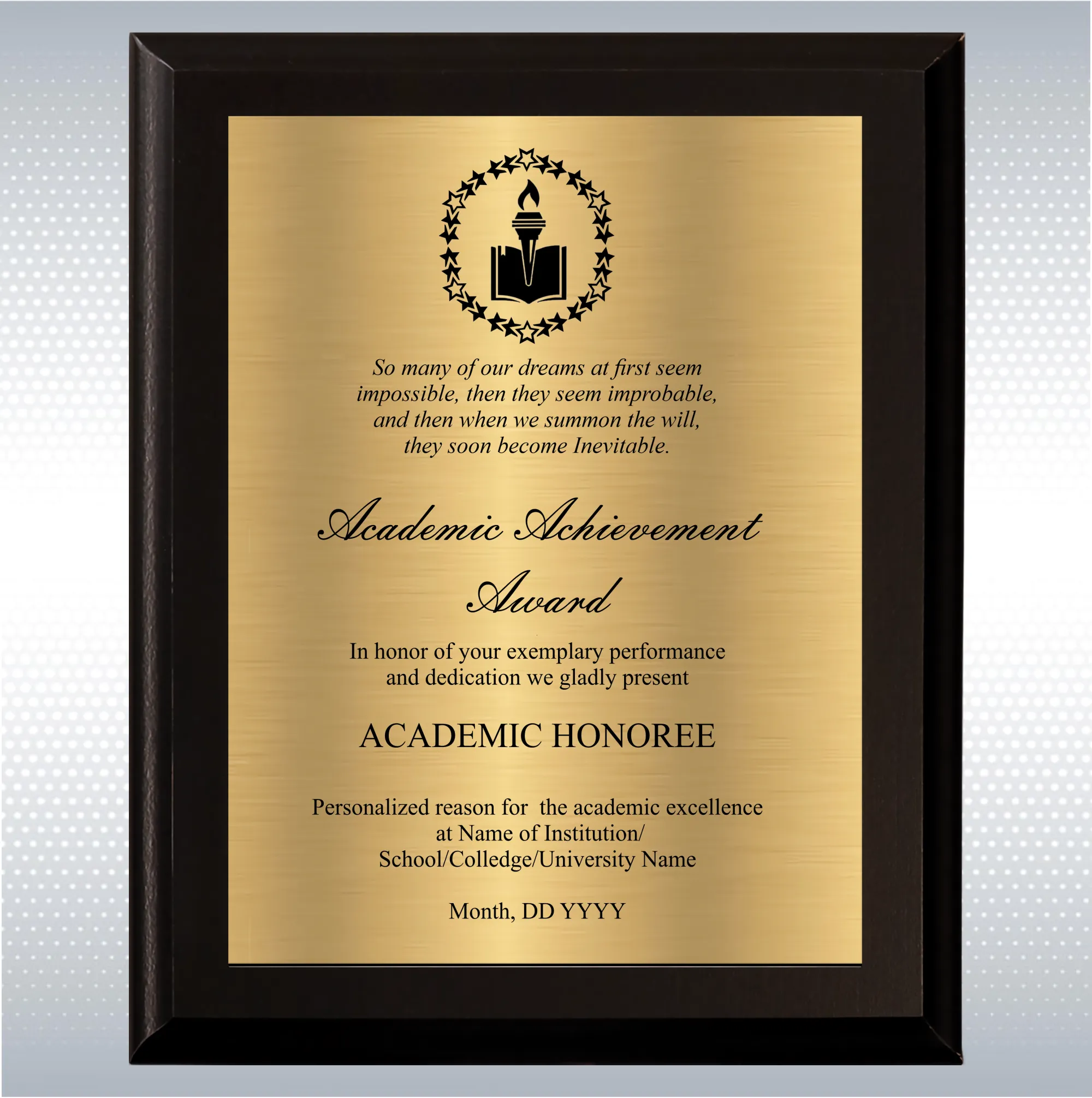 Black Matte Plaque Academic Achievement Award 3