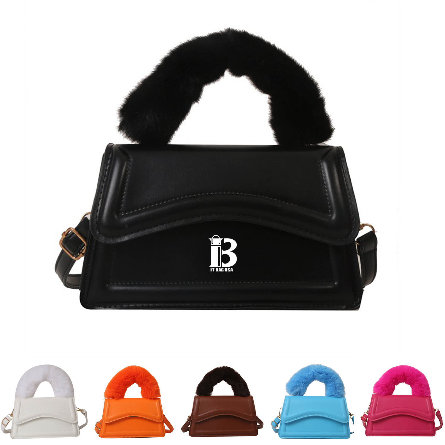 PU Solid Color Portable Diagonal Bag 7