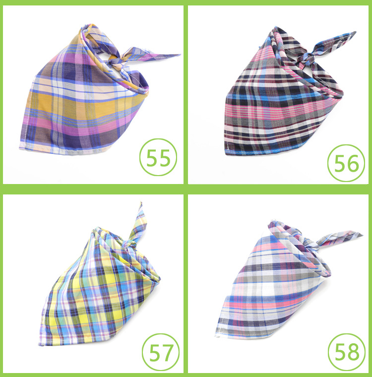Dog Bandana Plaid Reversible Triangle Bibs Scarf 12