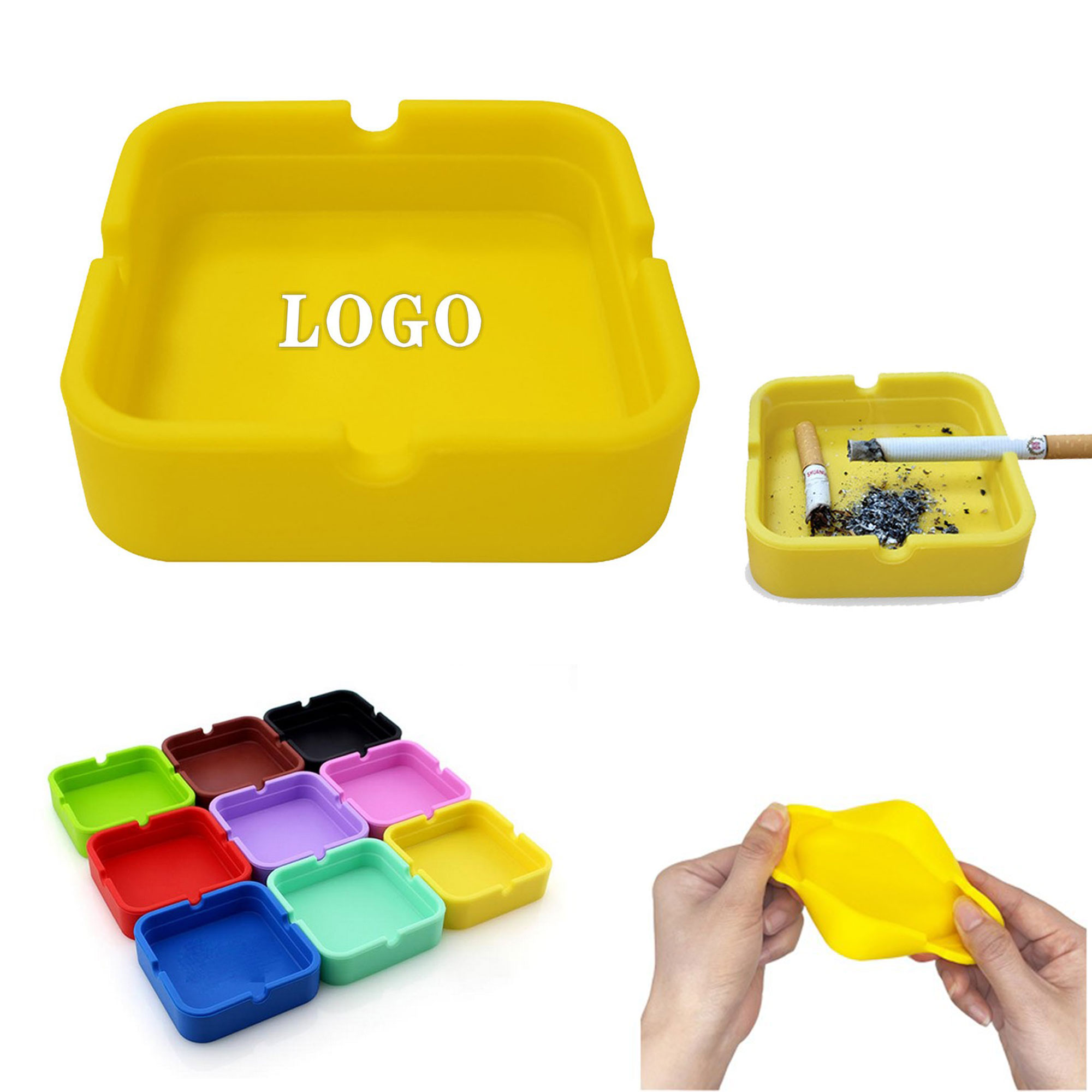 Heat Resistant Square Silicone Ashtray 6