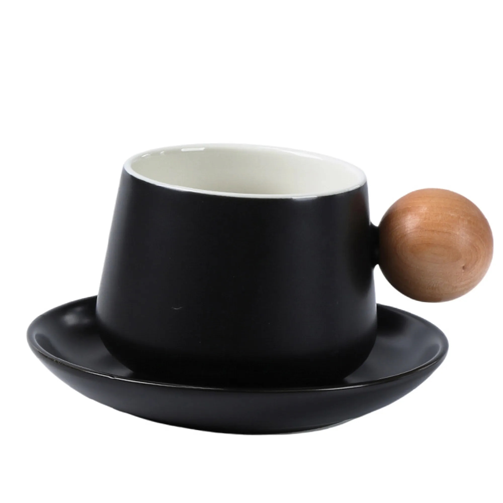 Ceramic Coffee Cup Set With Wooden Handle 5