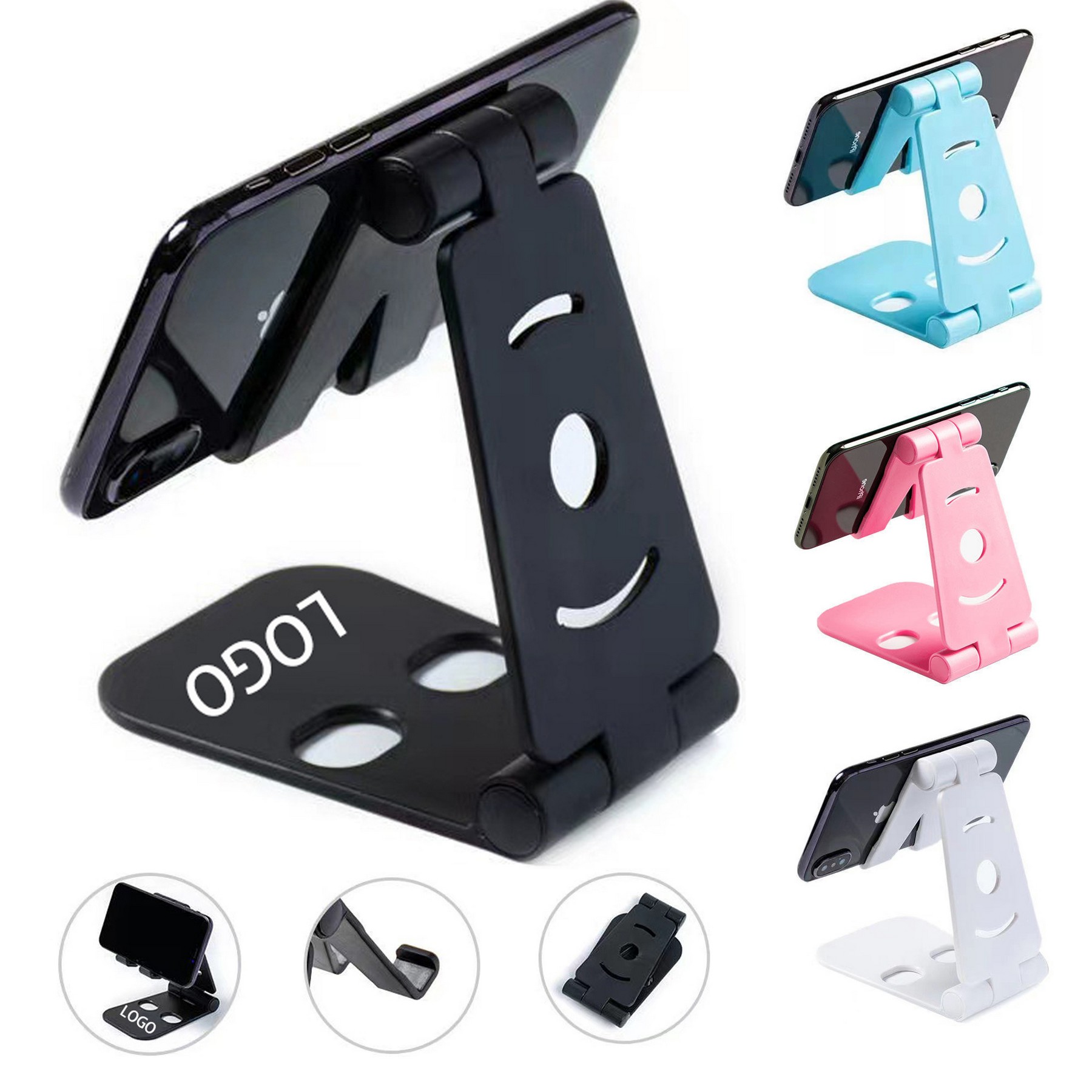 Dual Folding Cell Phone Stand,Fully Adjustable Foldable Desktop Phone Holder