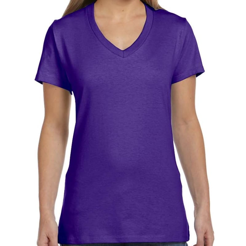 Hanes Ladies 4.5 Oz., 100% Ringspun Cotton Nano-T® V-Neck T- 10