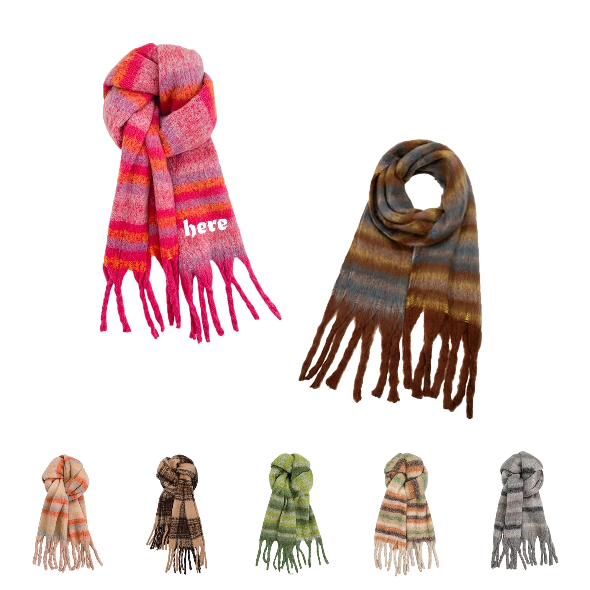 Warm Color-Block Knit Winter Scarf 7