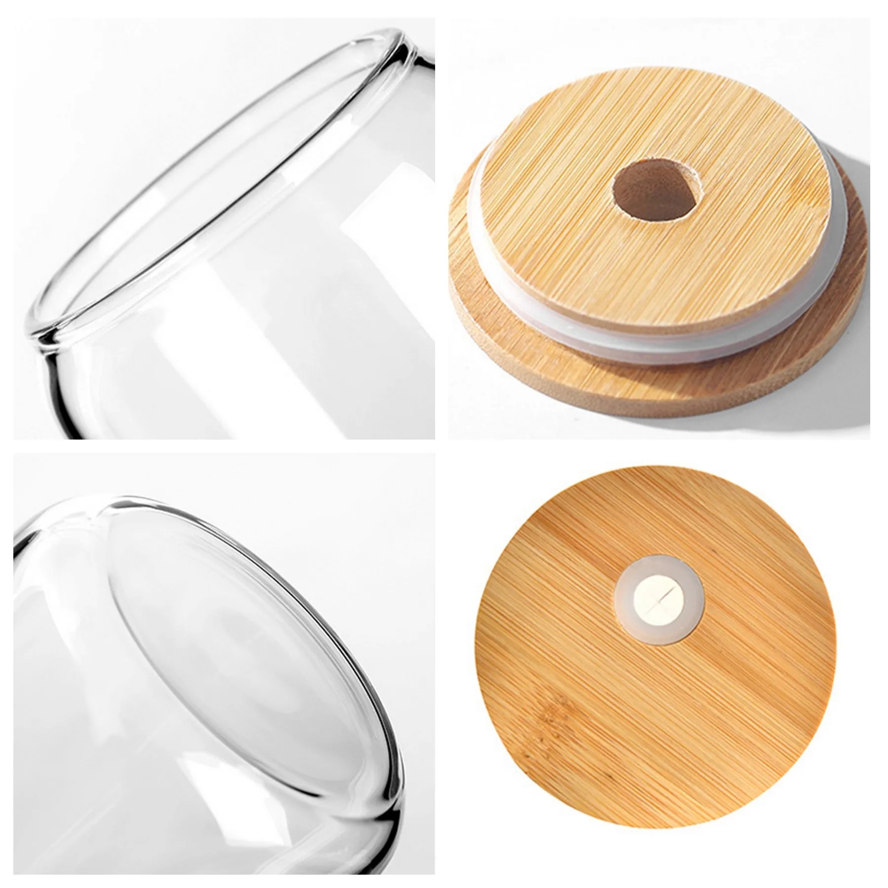 16Oz Pint With Glass Straw & Bamboo Lid 6