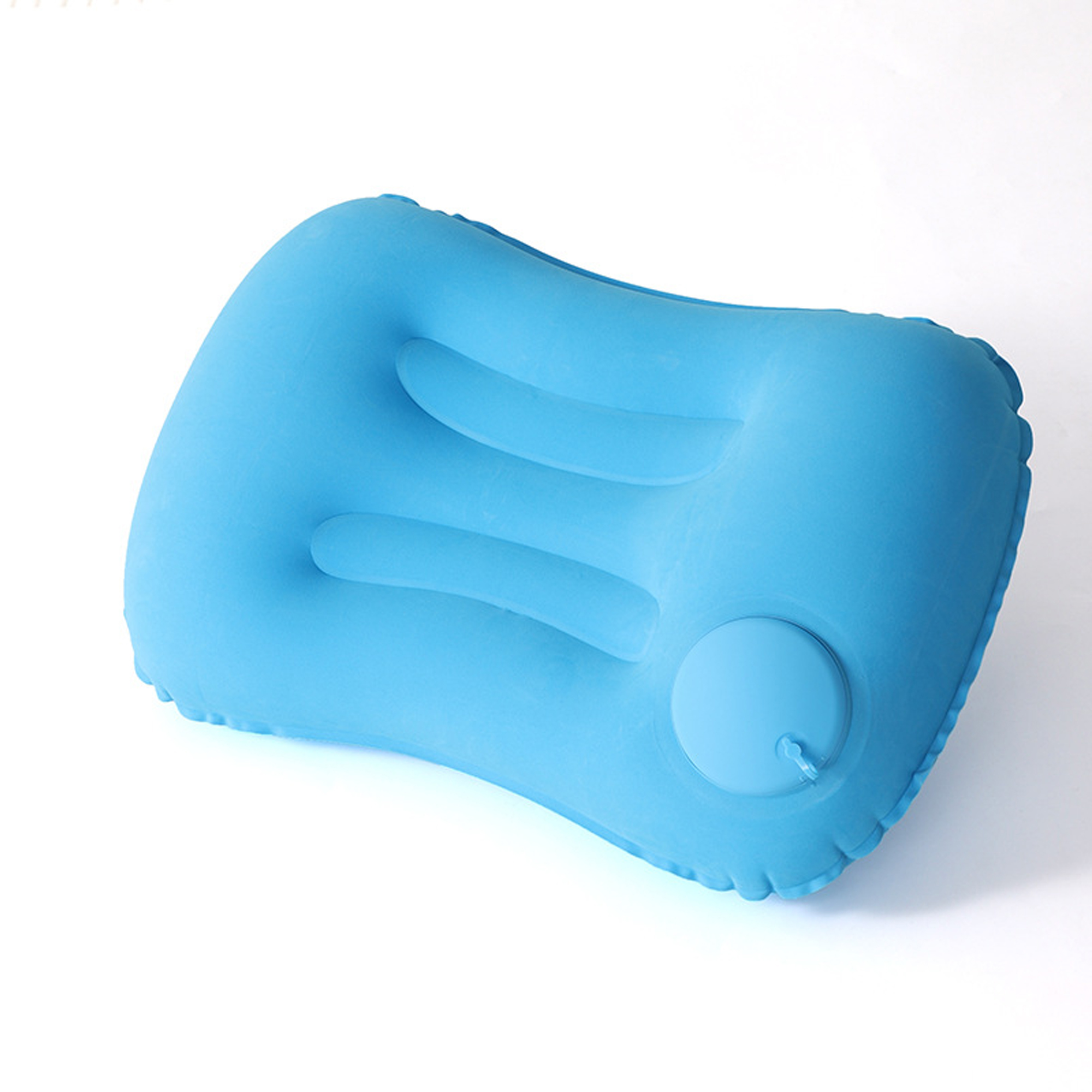Press-to-Inflate Portable Flocked Square Pillow 1
