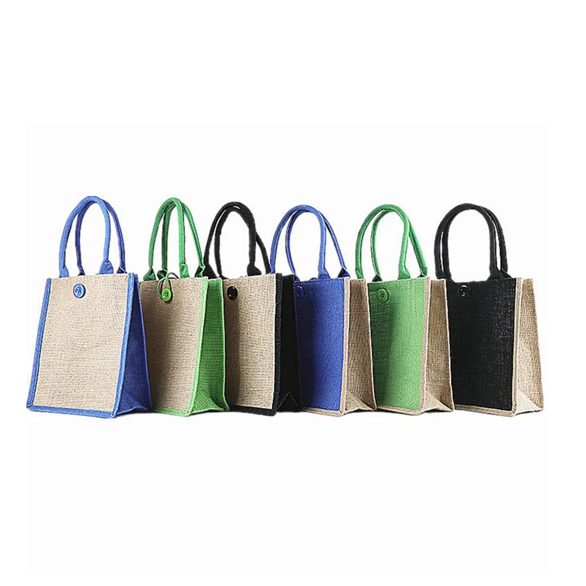 Reusable Jute Shopping Tote Bag with Bamboo Handles 10