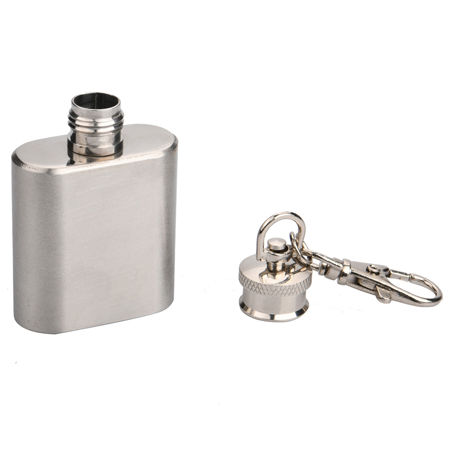 1 oz Stainless Steel Flask With Keychain 2