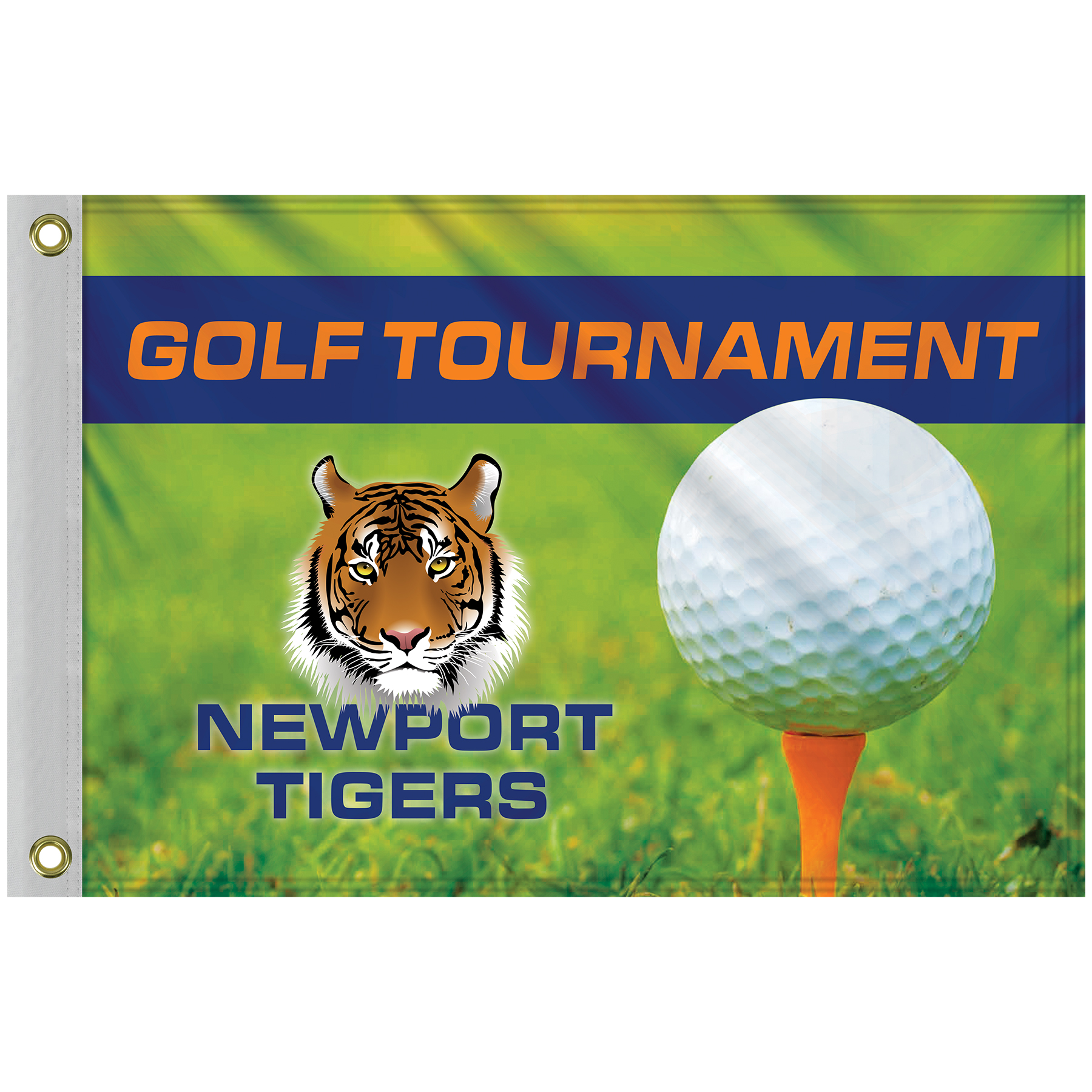 14" x 20" Custom Double Sided Knitted Polyester Golf Flag with Heading & Grommets 12