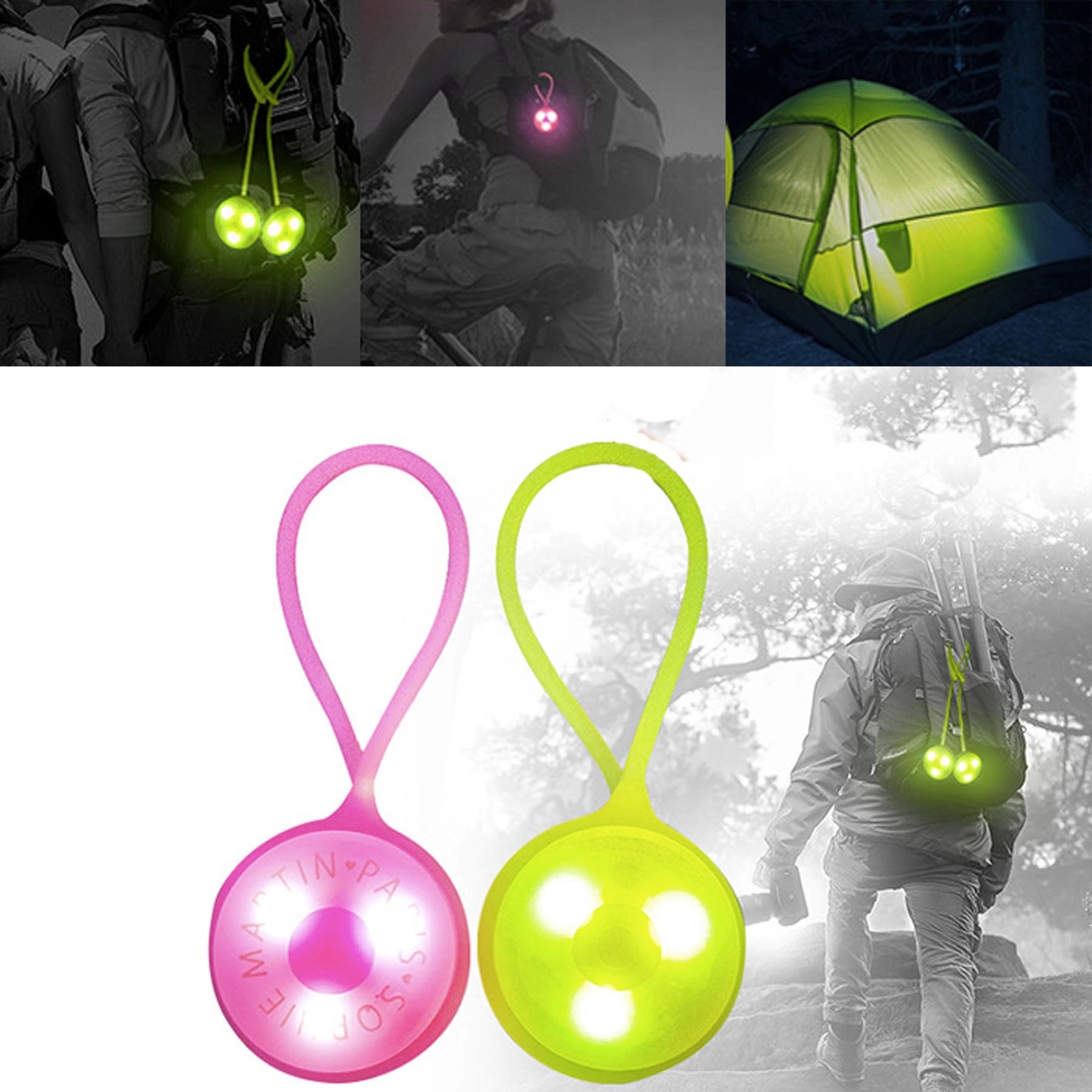 Outdoor Sports Silicone LED Warning Backpack Light 2