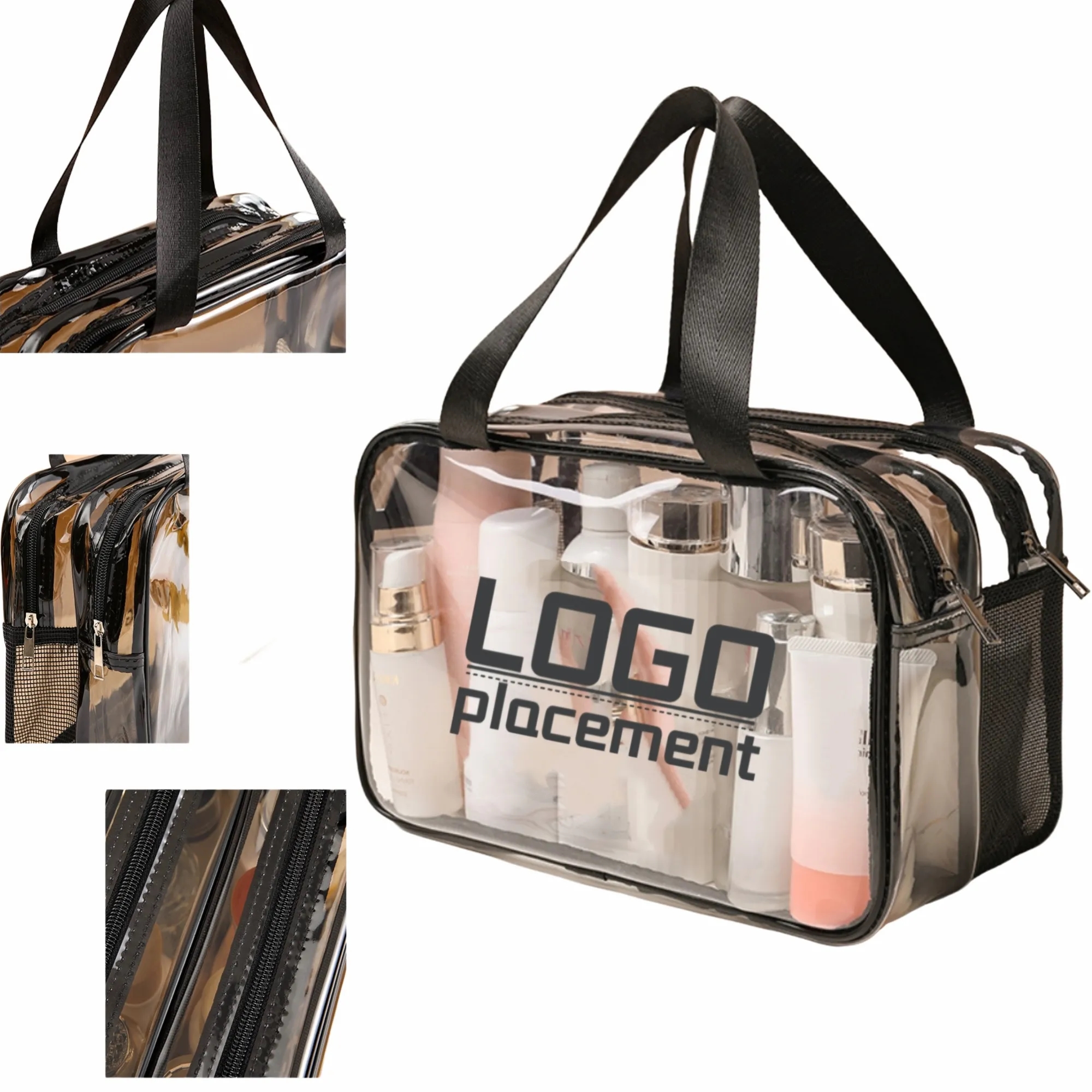 Dry-Wet Dual-Layer Transparent Waterproof Toiletry Bag