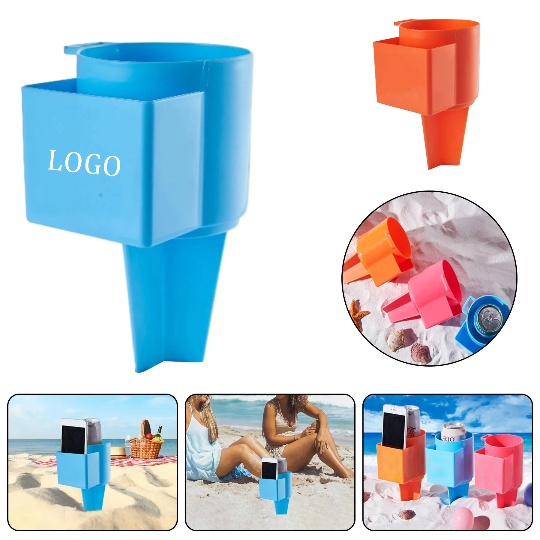 Plastic Beach Cup Holder with Pocket 2