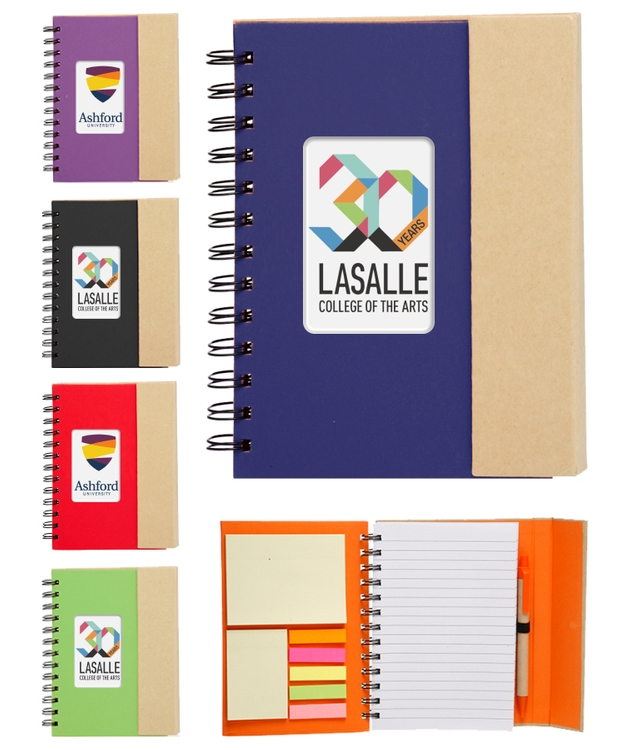 Eco Magnetic Notebook w/Sticky Notes and Flags & Pen -Full Color 2