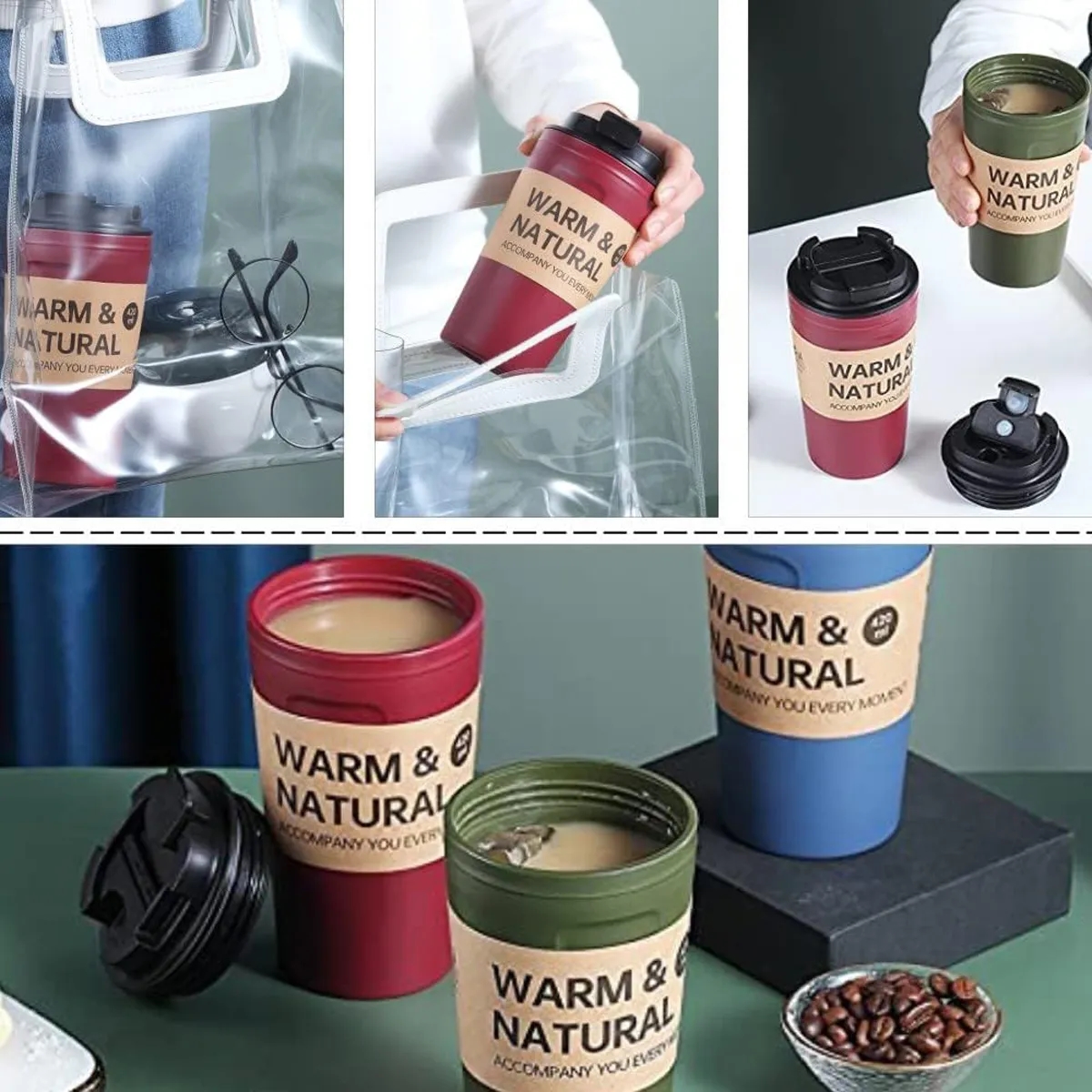 Portable Leak-Proof Clamshell Reusable Travel Coffee Mug 3