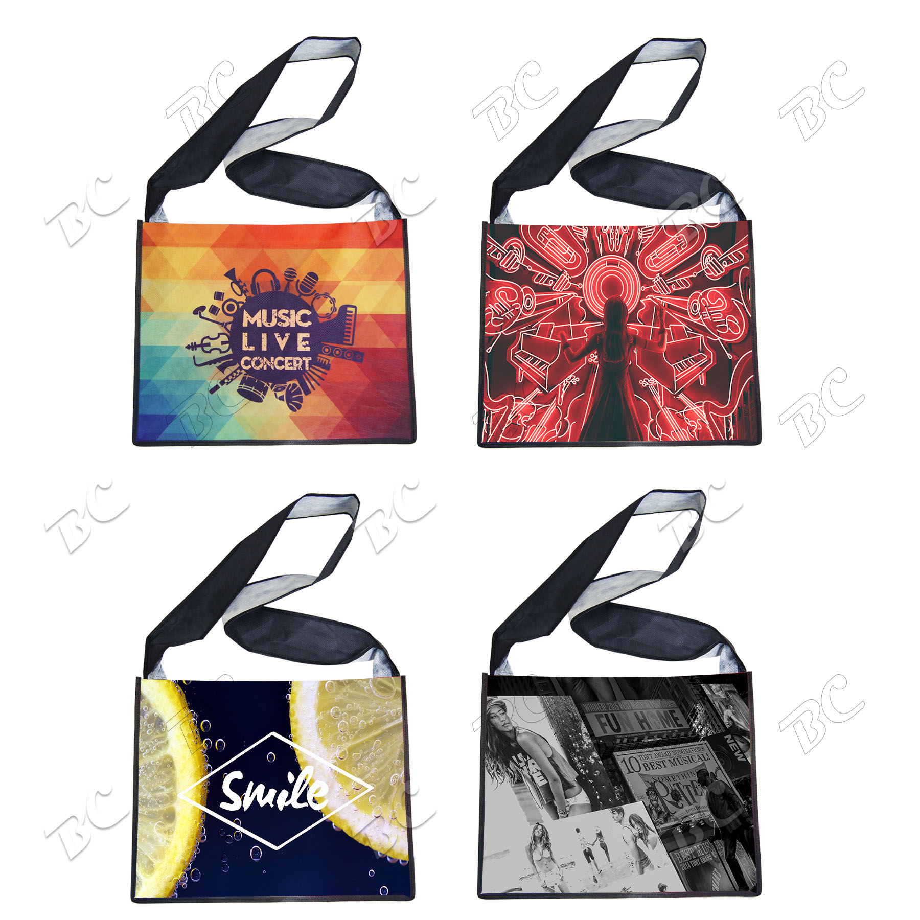 Fully Sublimated 16" x 13" 100 GSM PET Non-Woven Messenger Bag 4