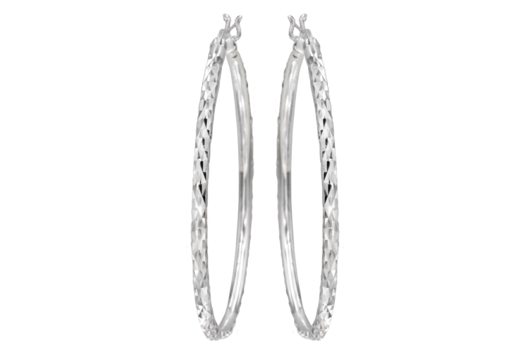 Antwerp Sterling Silver Diamond Cut Hoop Earrings 2