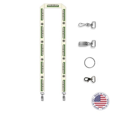 USA Made Full Color Digitally Sublimated Lanyard with Double Cip - Horizontal Tags - 3/8"