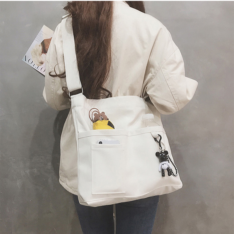 Reusable Canvas Tote Bag w/3 External Pocket 4