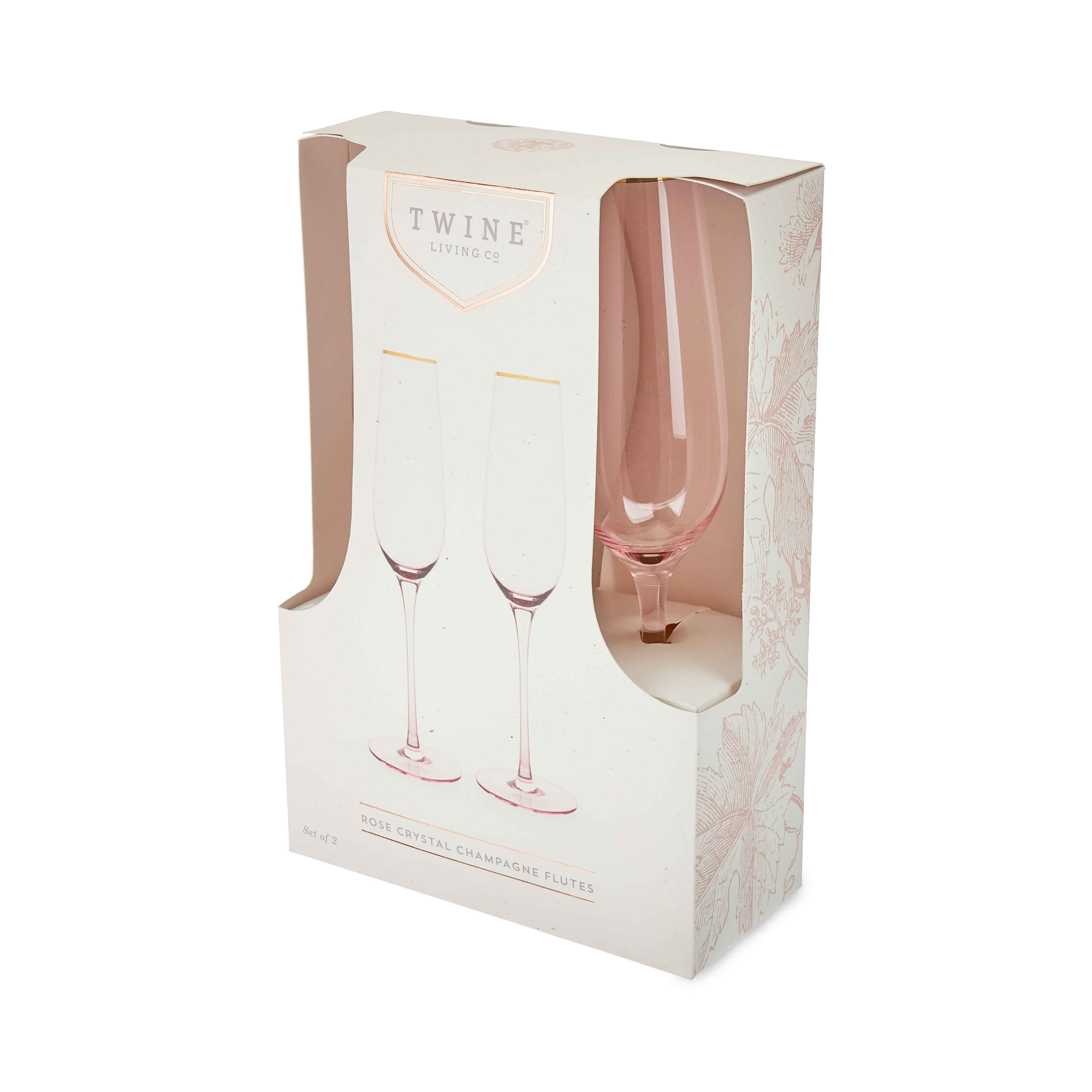 Twine Living® Rose Crystal Champagne Flute, set of 2 2
