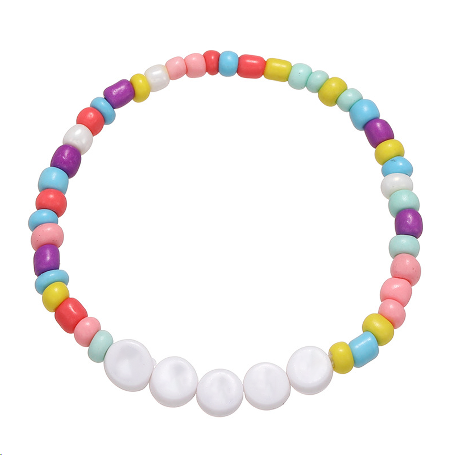 Colored Acrylic Round Bead English Letter Bracelet 2