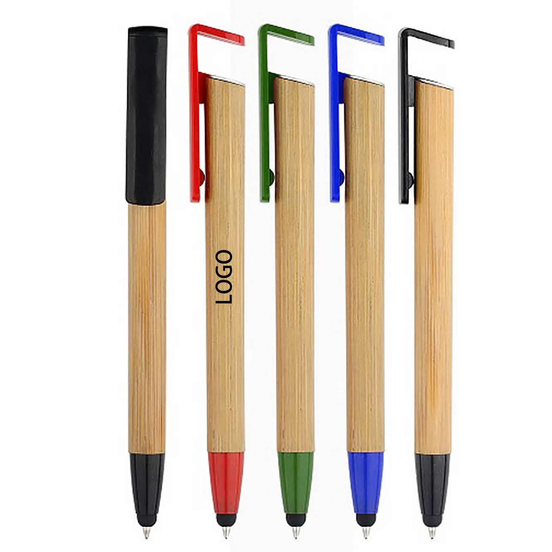 2-In-1 Eco-Friendly Bamboo Ballpoint Pen With Phone Holder 3
