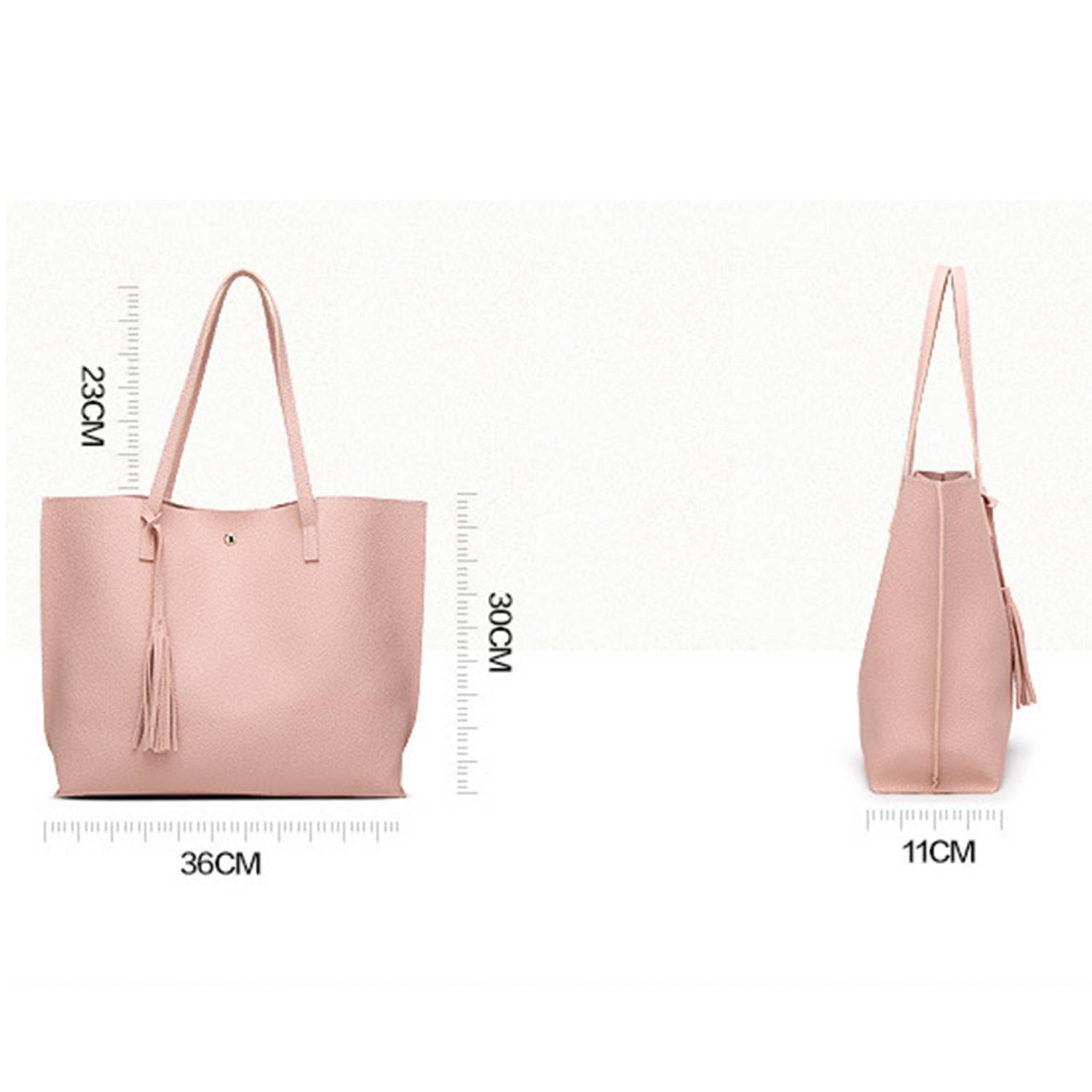 PU Leather Large Capacity Tassel Handbag 4