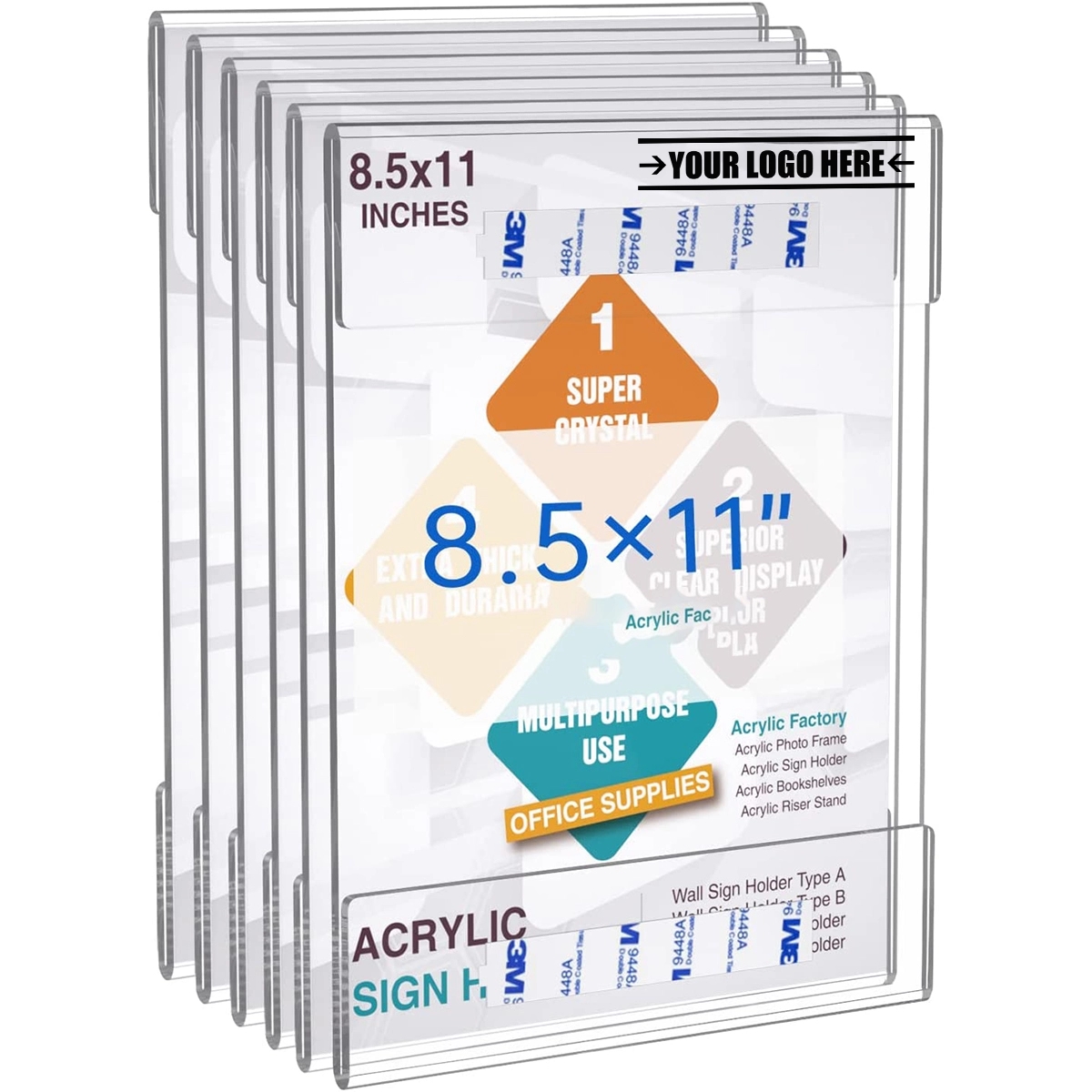 Clear Acrylic Sign Holder 8.5 X 11 Inches Wall Mount Frame 3