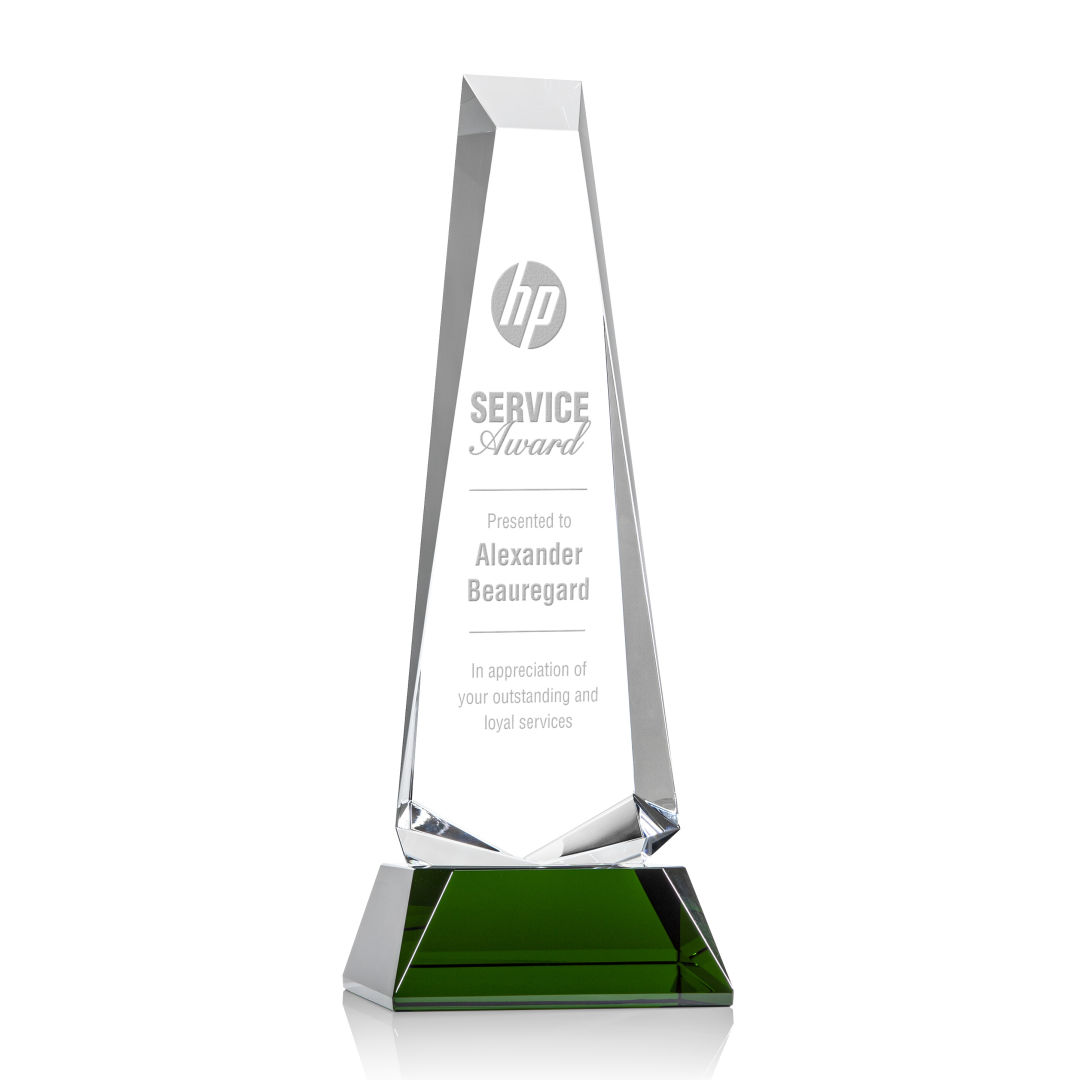 Rustern Obelisk Award on Base - Green