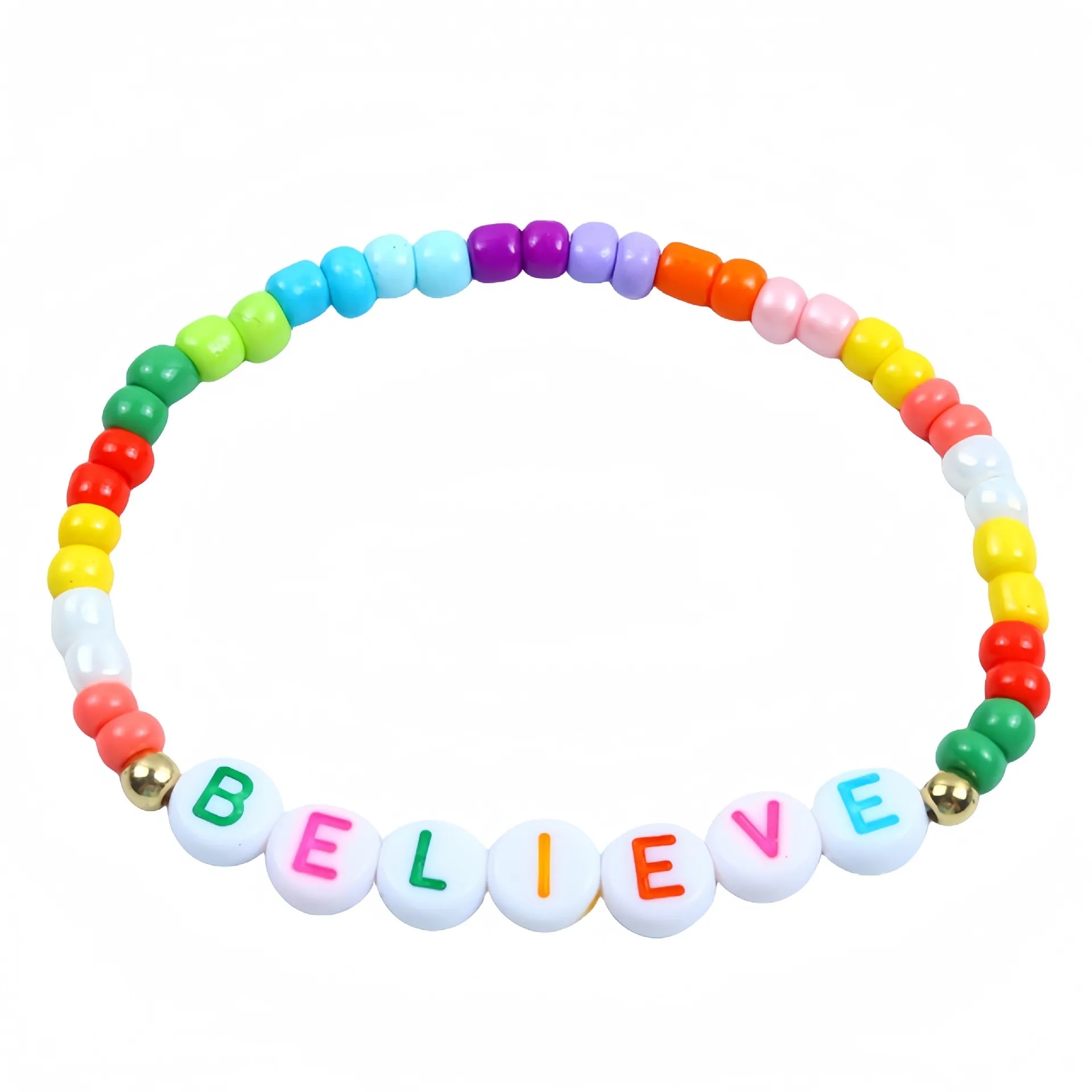 Friendship Bracelet with Plastic Beads and Letter Design 10