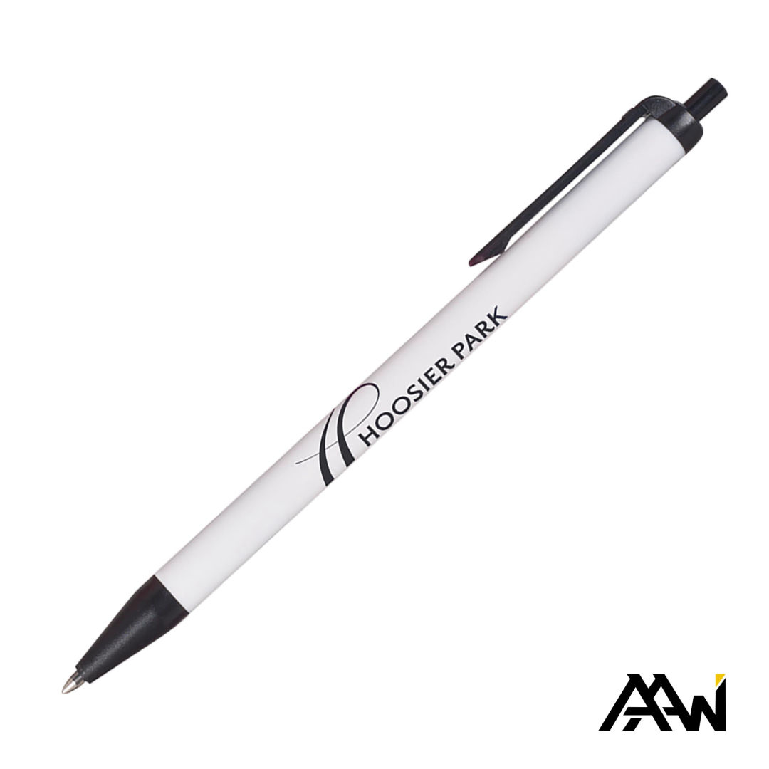 Value Slim Pen w/Glossy White Barrel - Matte Colored Accent