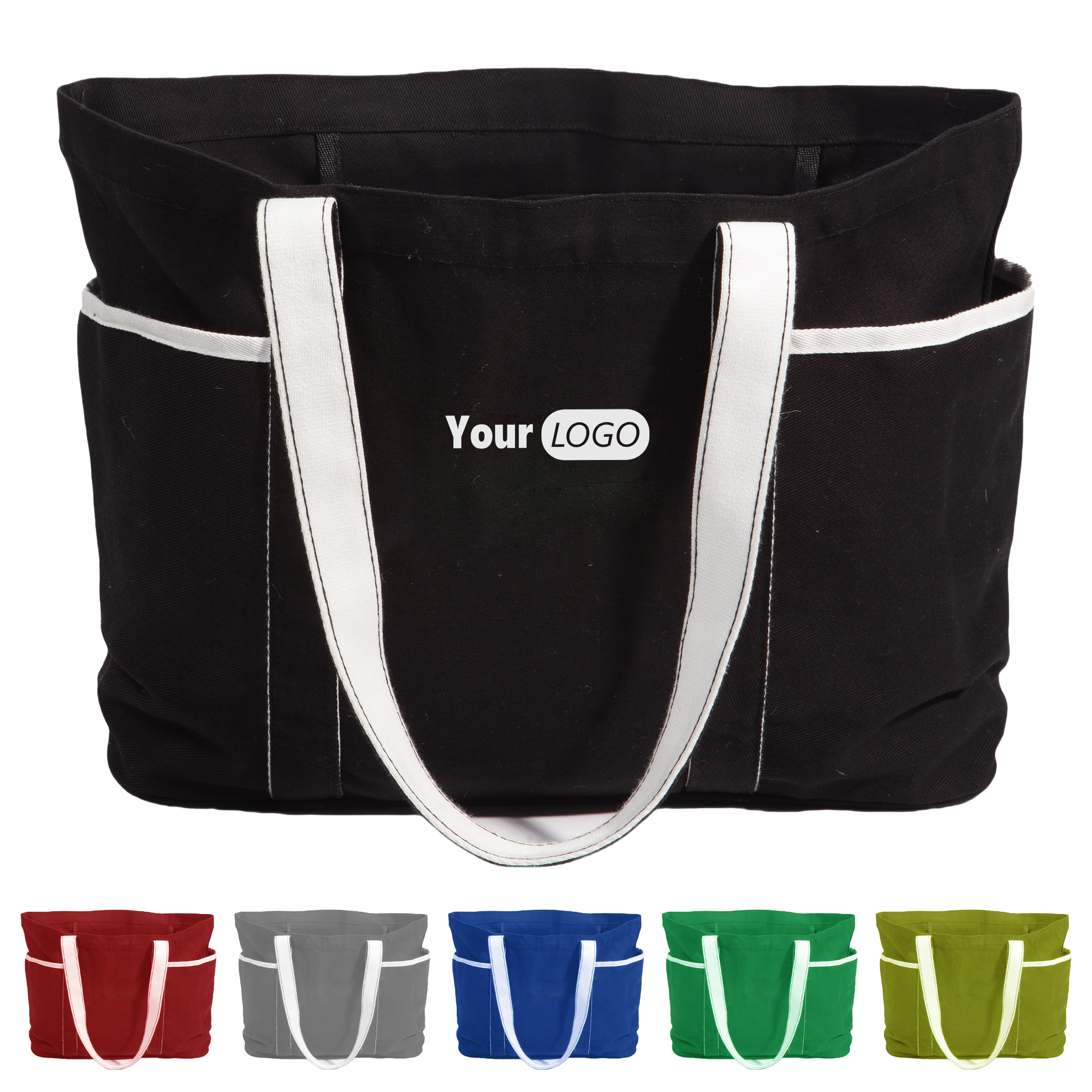 Canvas Trendy Two-Tone Canvas Tote Bag For Sustainable Living, custom tote bag with logo imprint 2