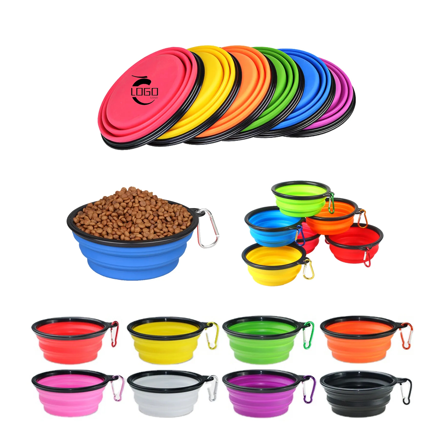 Collapsible Silicone Dog Bowl With Carabiner 1