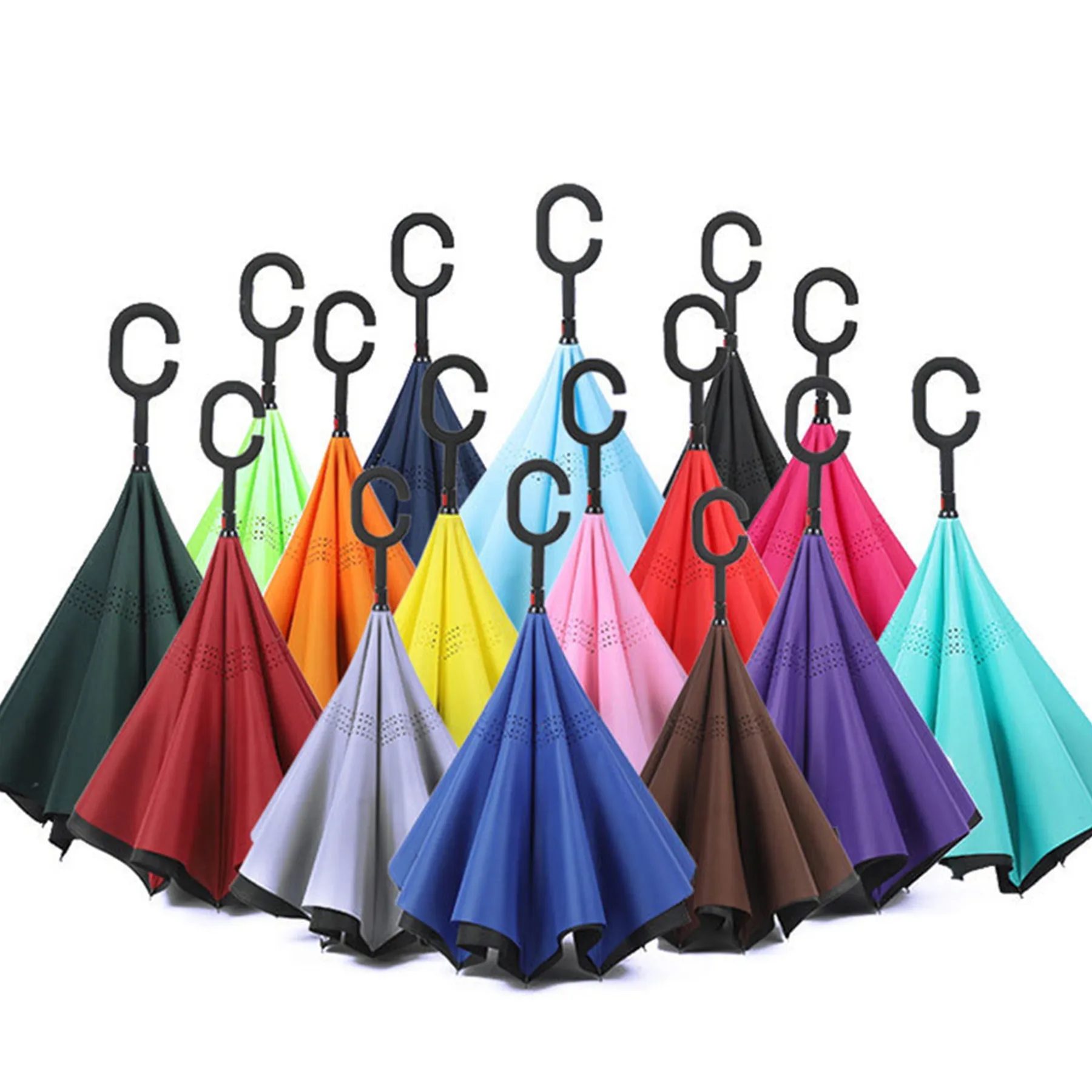 Large Inverted Reverse Umbrella with C-Shaped Handle 4