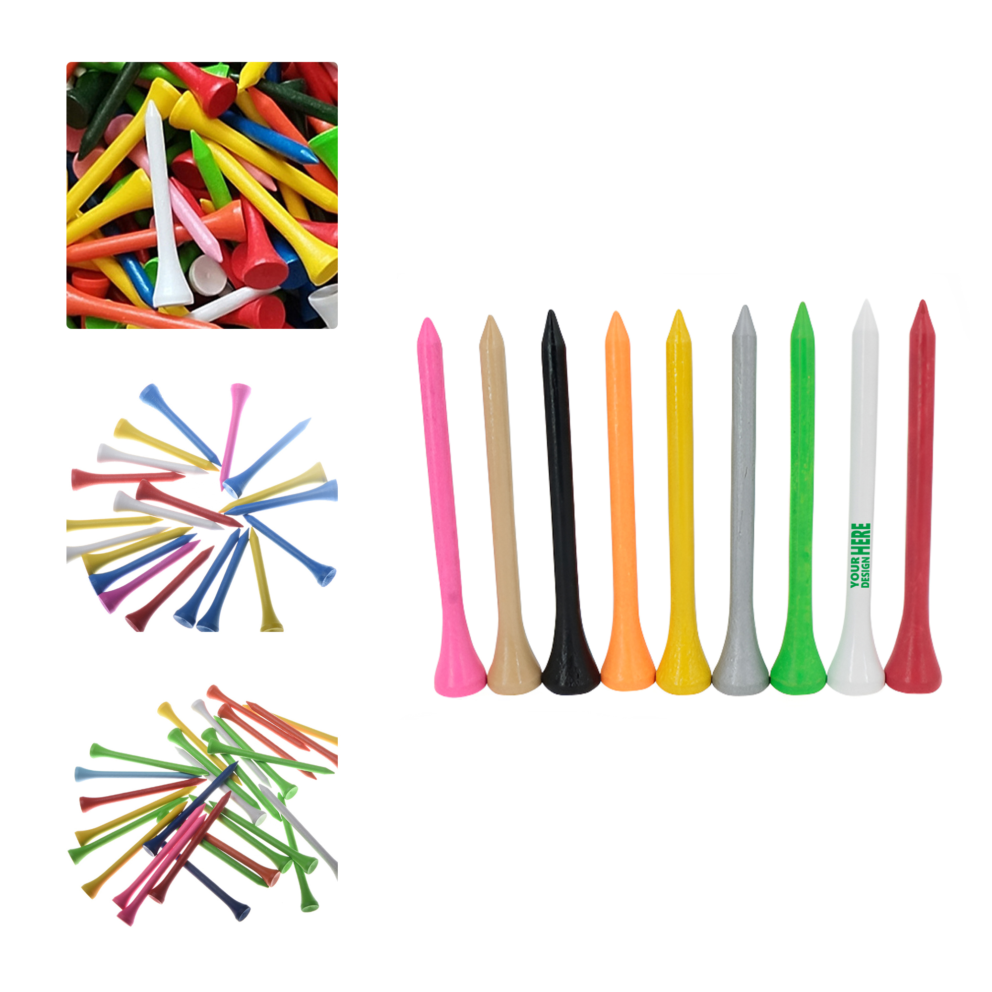 MOQ 50 Custom Colorful Wooden Golf Tees 2