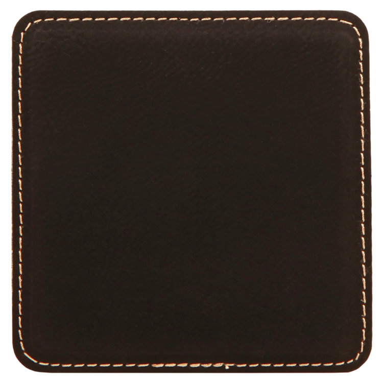 4" x 4" Square Black/Gold Leatherette Coaster 2