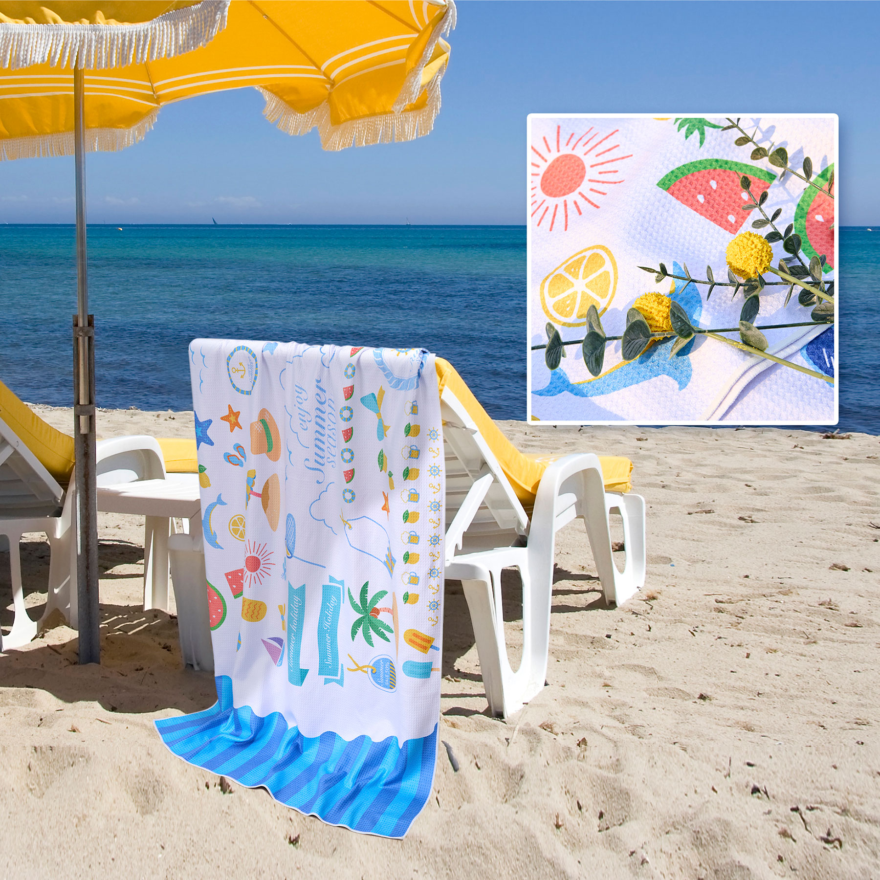390GSM Sublimated Waffle Beach Towel 9