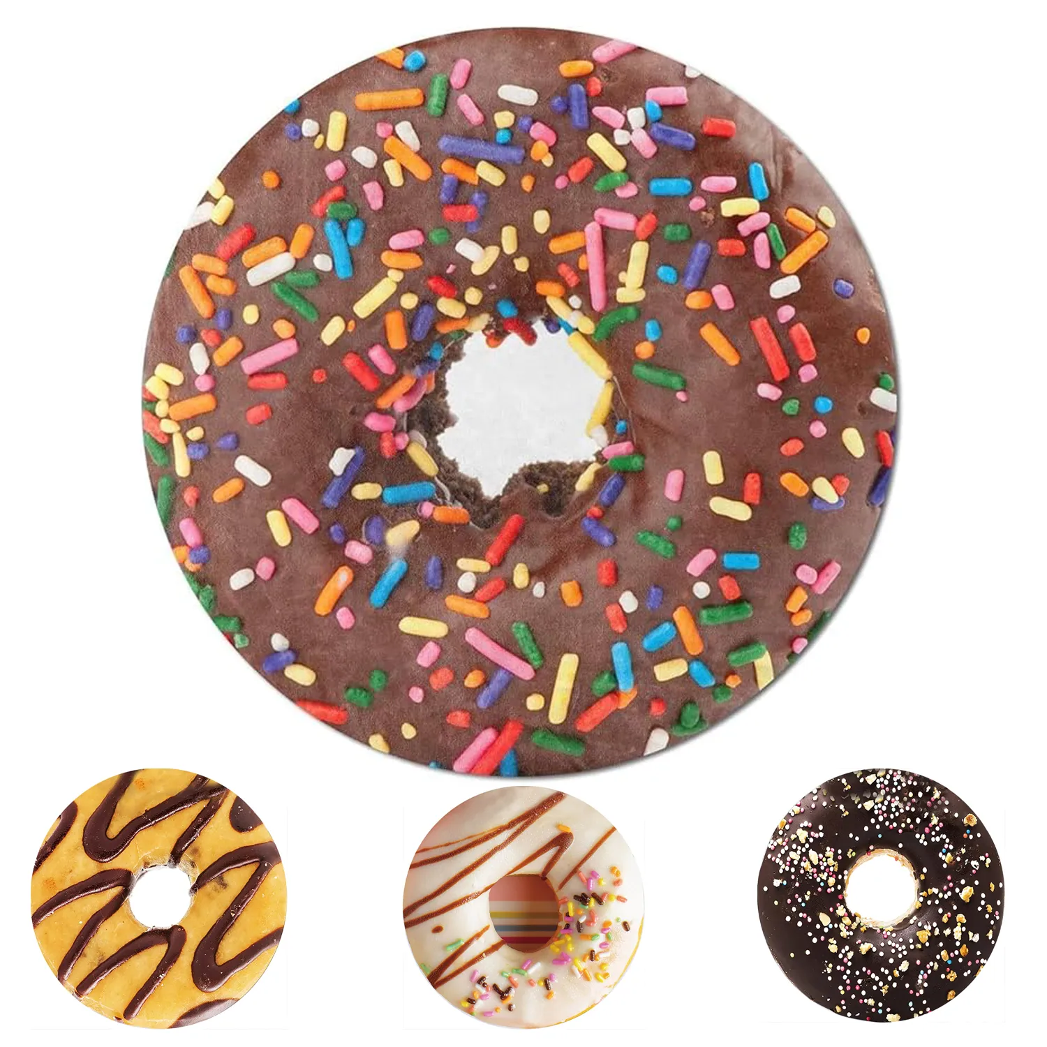 80"Realistic Donut Round Fuzzy Flannel Blanket 1