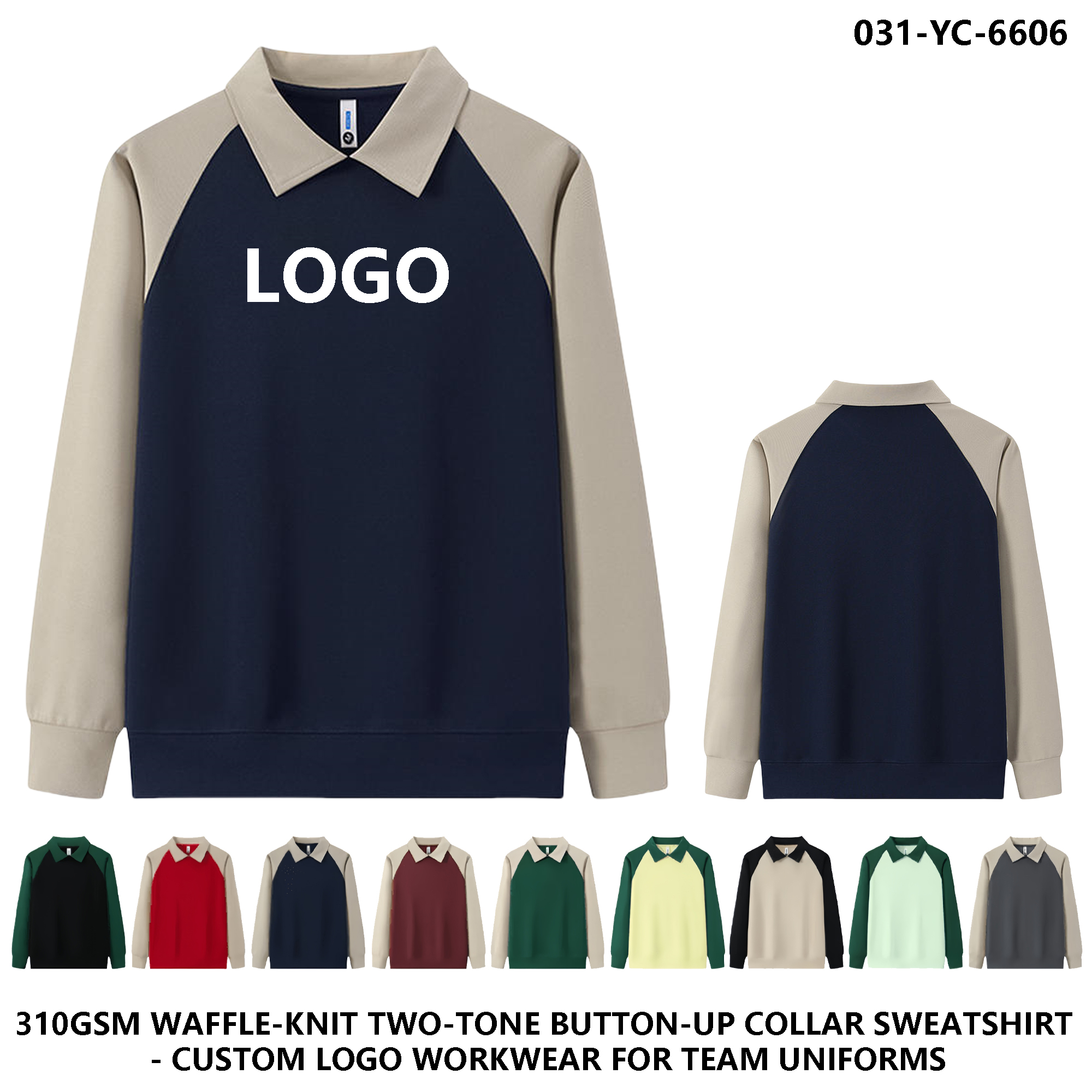 utton-Detail Polo Sweatshirt - Casual Style for Men and Women 2