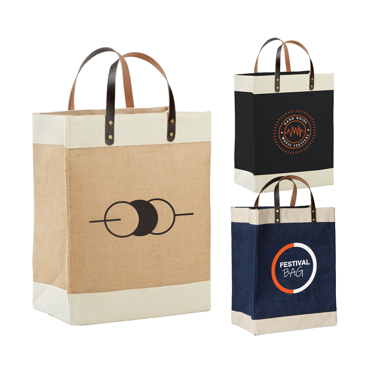 Laminated Jute Tote Bag with Cotton Accents and Leather Handles, custom tote bag with logo imprint 2