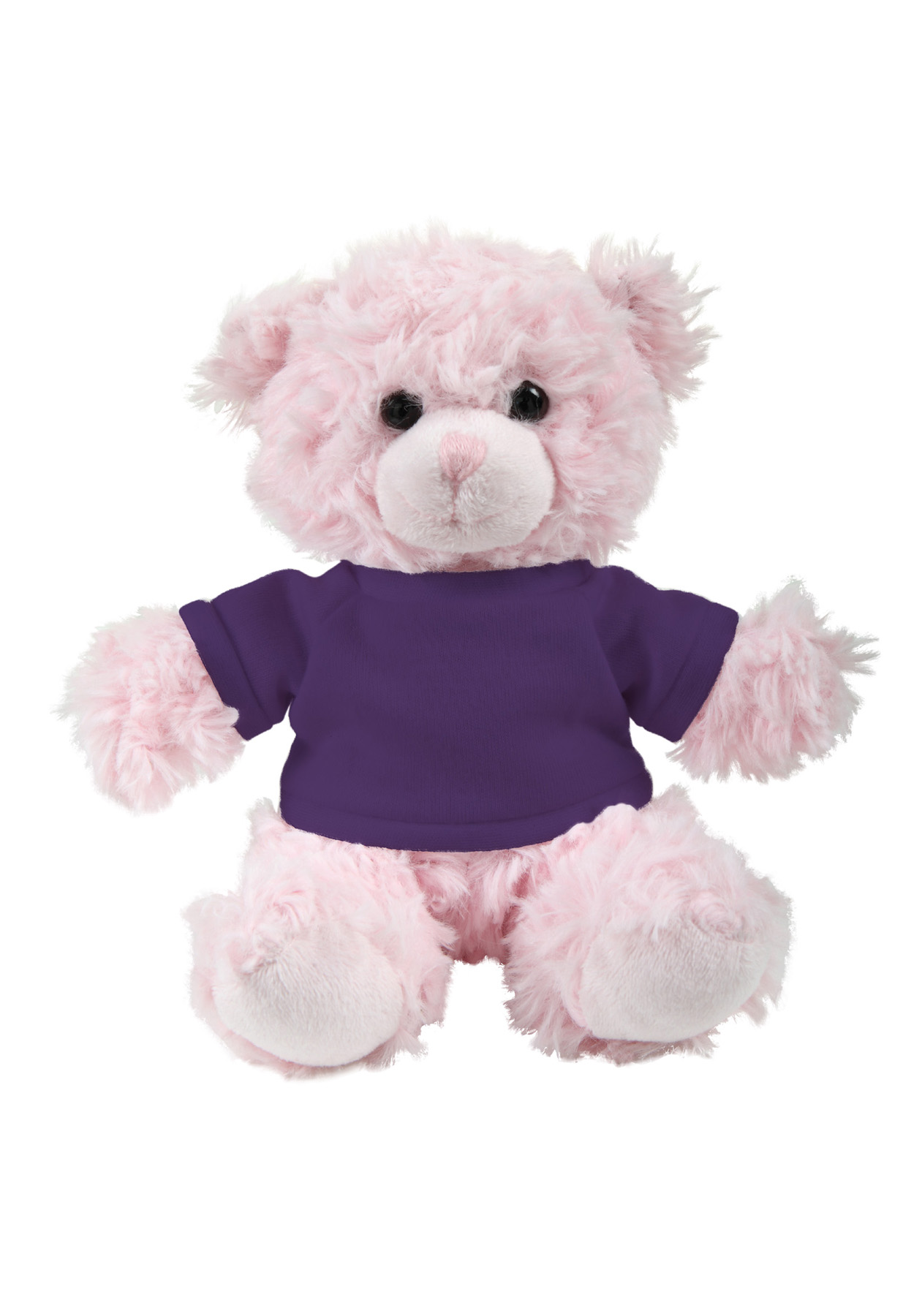 soft plush  Pink Curly Sitting Bear with t-shirt 14