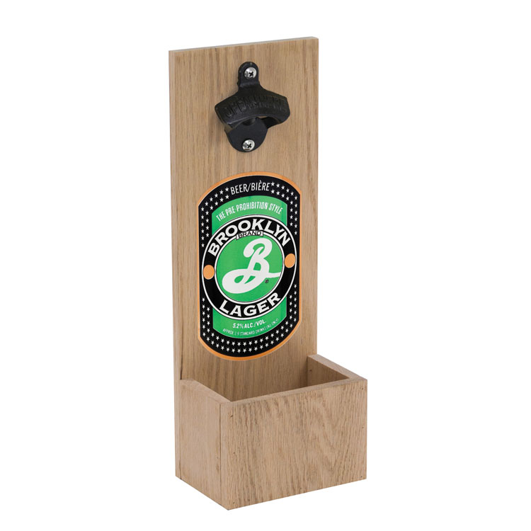 Countertop Bottle Opener with Wood Cap Catcher