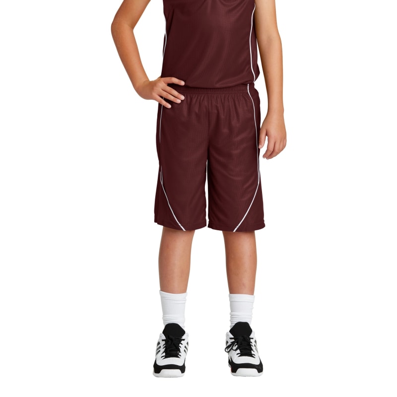 Sport-Tek Youth PosiCharge Mesh Reversible Spliced Short. 9