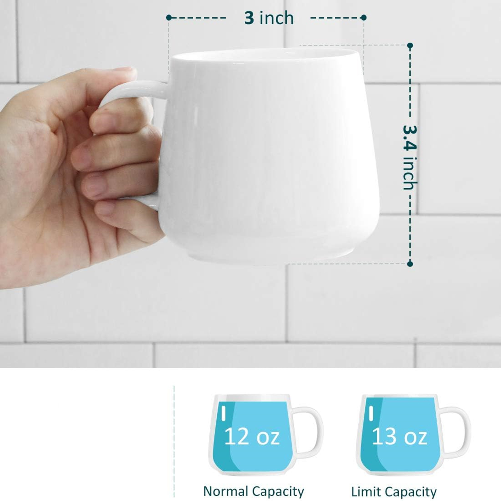 Porcelain Coffee Mug 12 oz 2